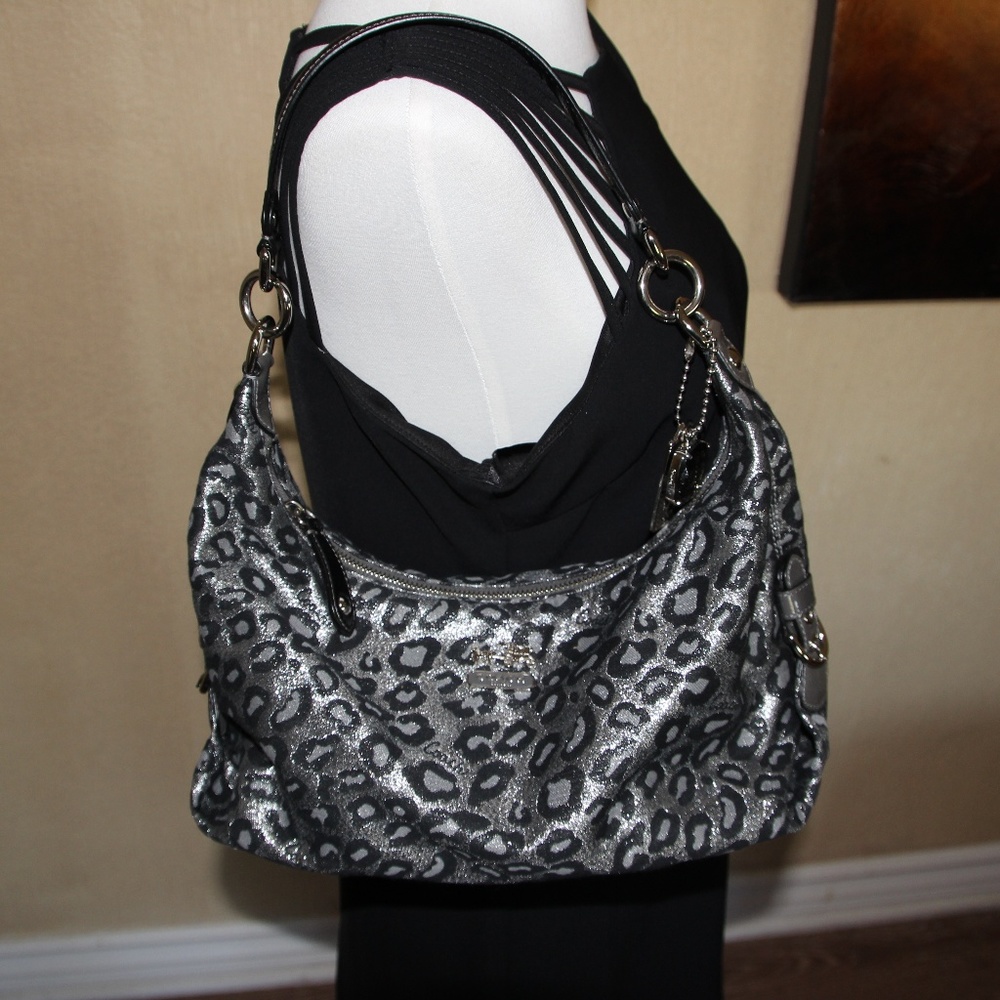 EUC Coach Ocelot Metallic Hobo Purse F14302